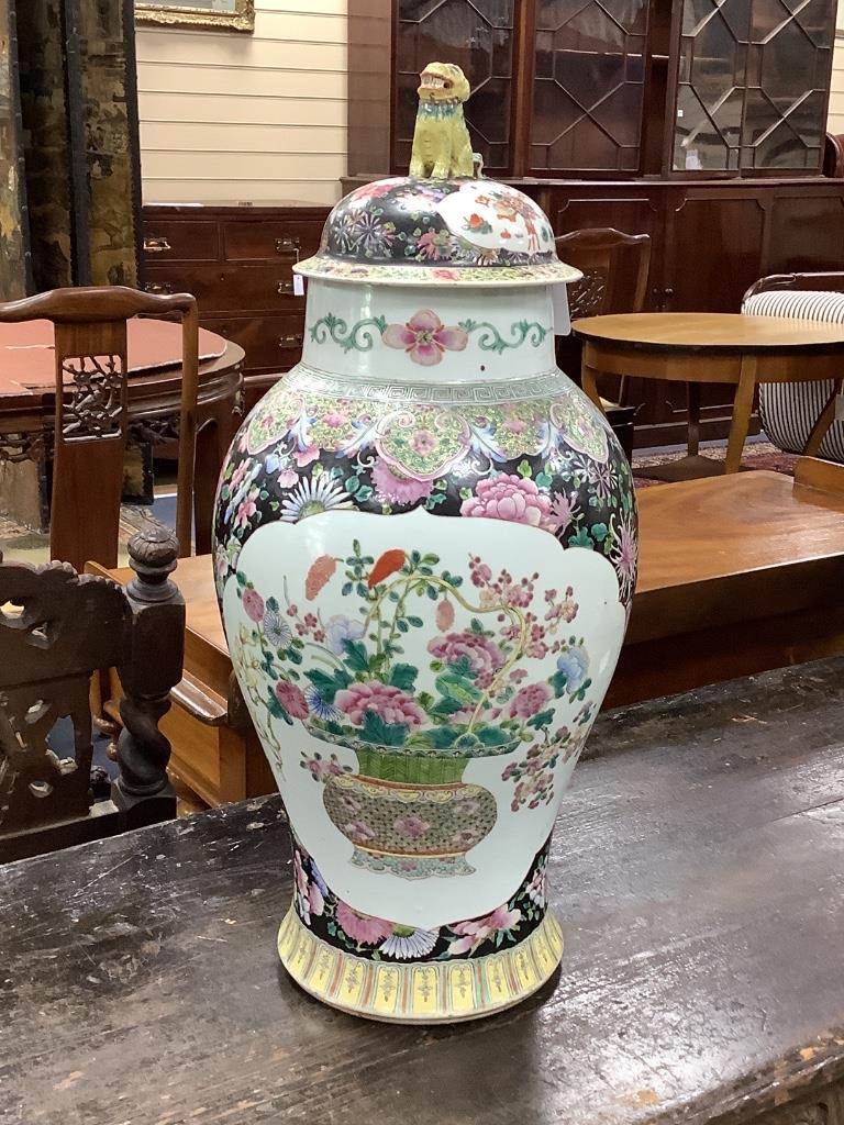 An early 20th century Chinese famille rose vase, Kangxi mark, height 58cm